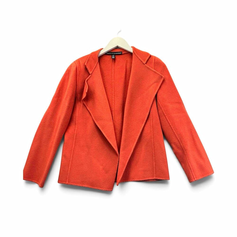 Linda Allard Ellen Tracy Women’s Blazer Jacket Orange Size 6 Open Front Collared